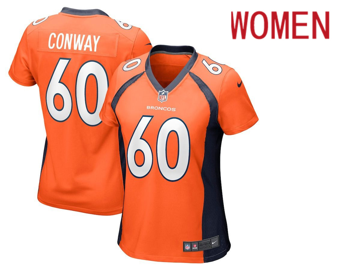 Women Denver Broncos #60 Cody Conway Orange Nike Game NFL Jersey->women nfl jersey->Women Jersey